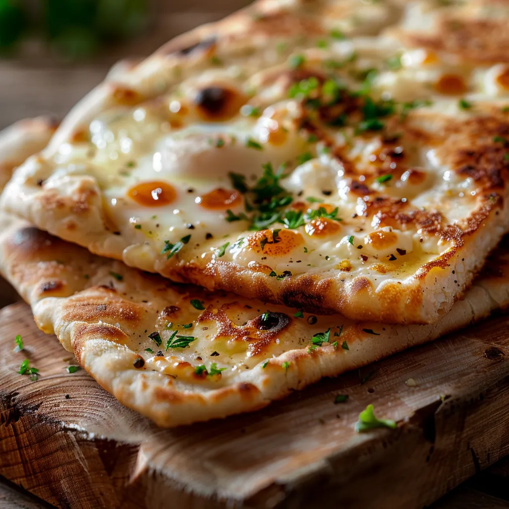 Close-up of crispy cottage cheese flatbreads with golden crust and soft interior.