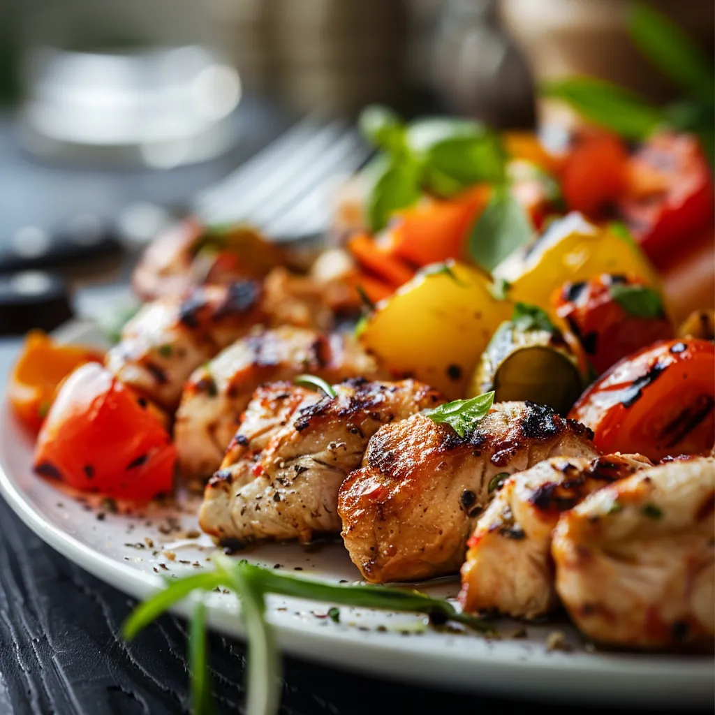 Appetizing meal with fresh vegetables, lean proteins, and hydration elements.