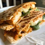 Close-up of crispy air fryer chicken and mozzarella wraps on a plate.