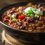 Close-up view of garlic parmesan crockpot chicken and potatoes served in a bowl.