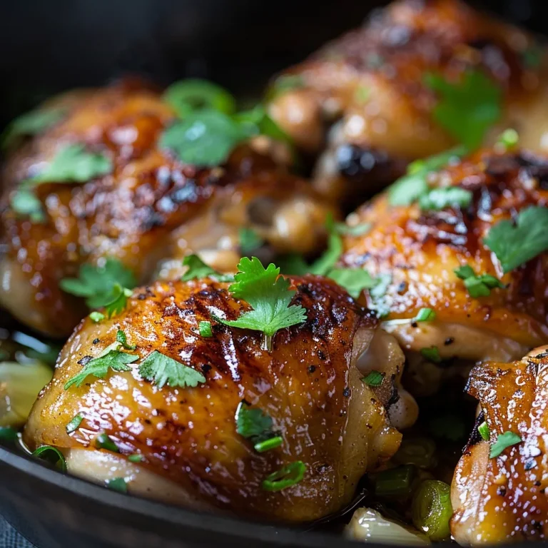 Close-up of Easy Vietnamese Lemongrass Chicken with herbs on a plate.
