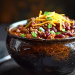 A close-up view of a colorful Easy Street Corn Chicken Rice Bowl, showcasing diced chicken, corn, black beans, red bell pepper, and sliced avocado on a bed of brown rice.