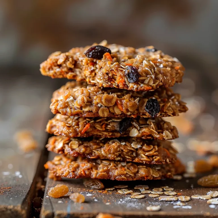Close-up of a freshly baked Carrot Cake Oatmeal Cookie with a warm, inviting background.