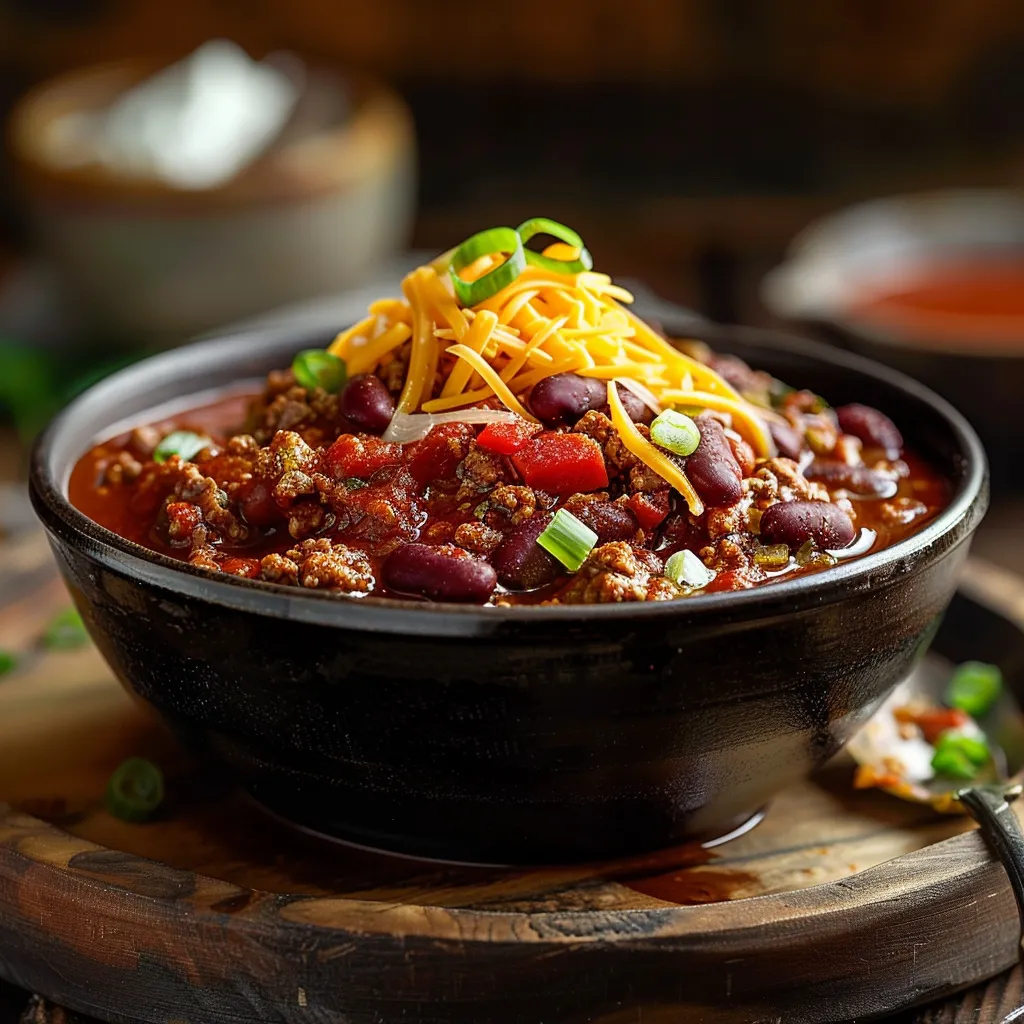 Close-up shot of sticky chicken rice bowl with garnishes.