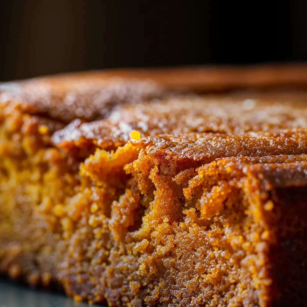 A beautifully textured Sweet Potato Butter Cake, featuring warm tones and a blurred cozy background.