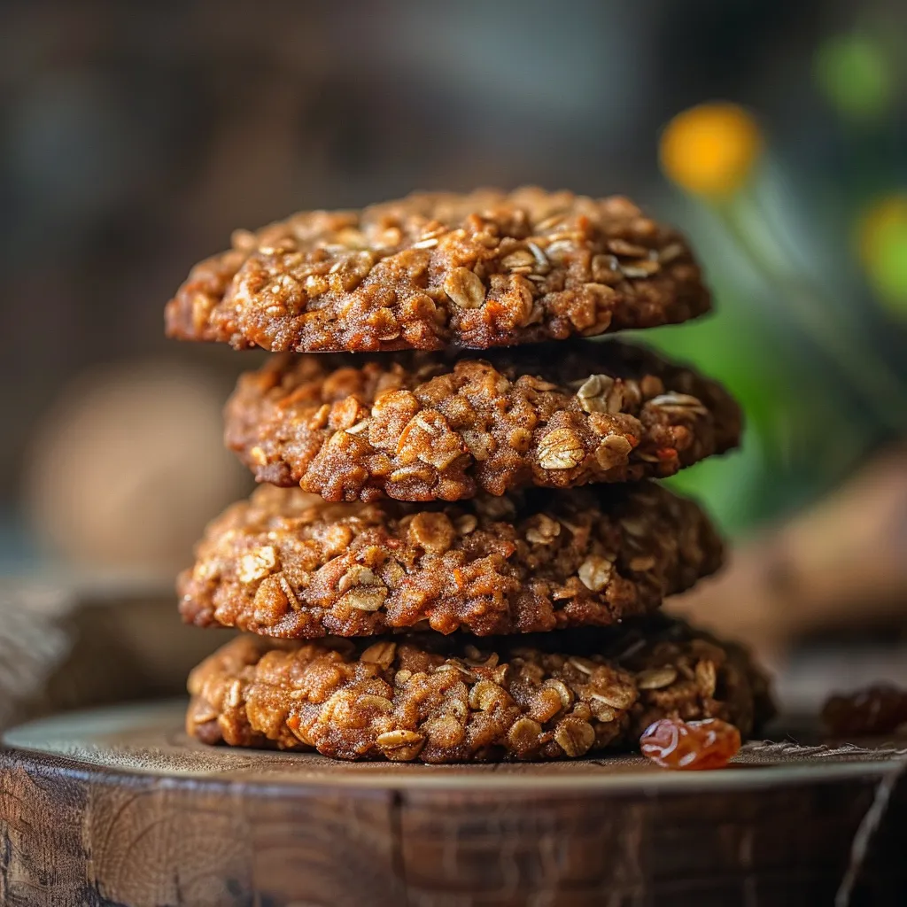 Soft and chewy Carrot Cake Oatmeal Cookies displayed on a rustic wooden surface.
