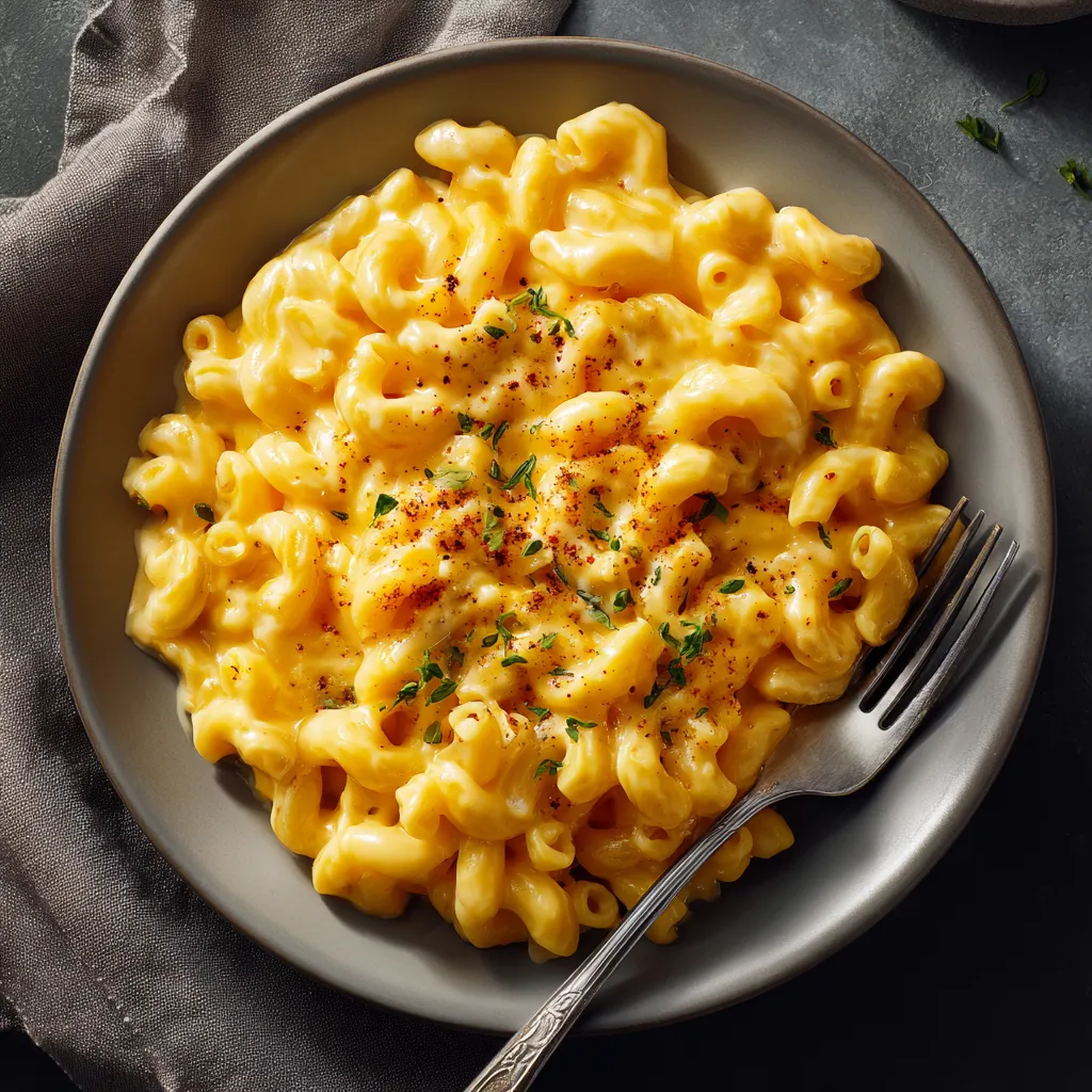 Delicious bowl of Crock Pot Mac and Cheese with gooey cheese and pasta.