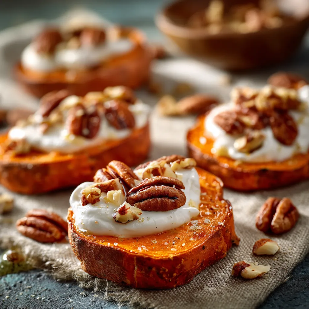 A vibrant bowl of maple dijon roasted sweet potatoes, showcasing their golden-brown color and texture.