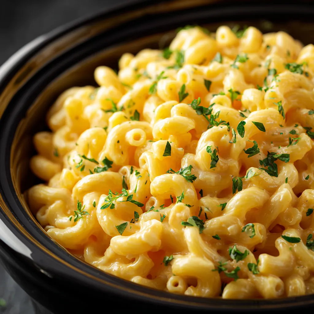 Detailed view of a cheesy mac and cheese dish served in a warm setting.