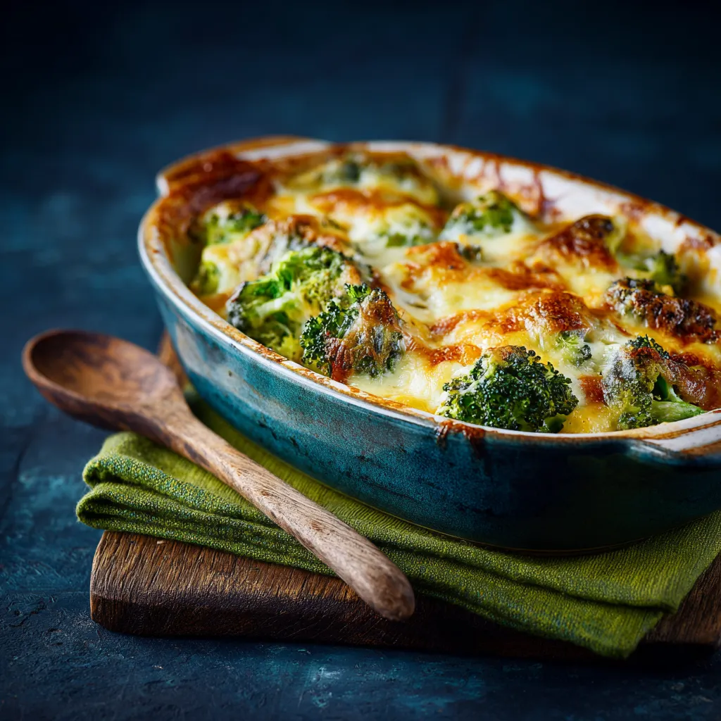 Delicious Broccoli Cheese Rice Casserole served in a cozy setting, showcasing the rice and broccoli with a creamy sauce.