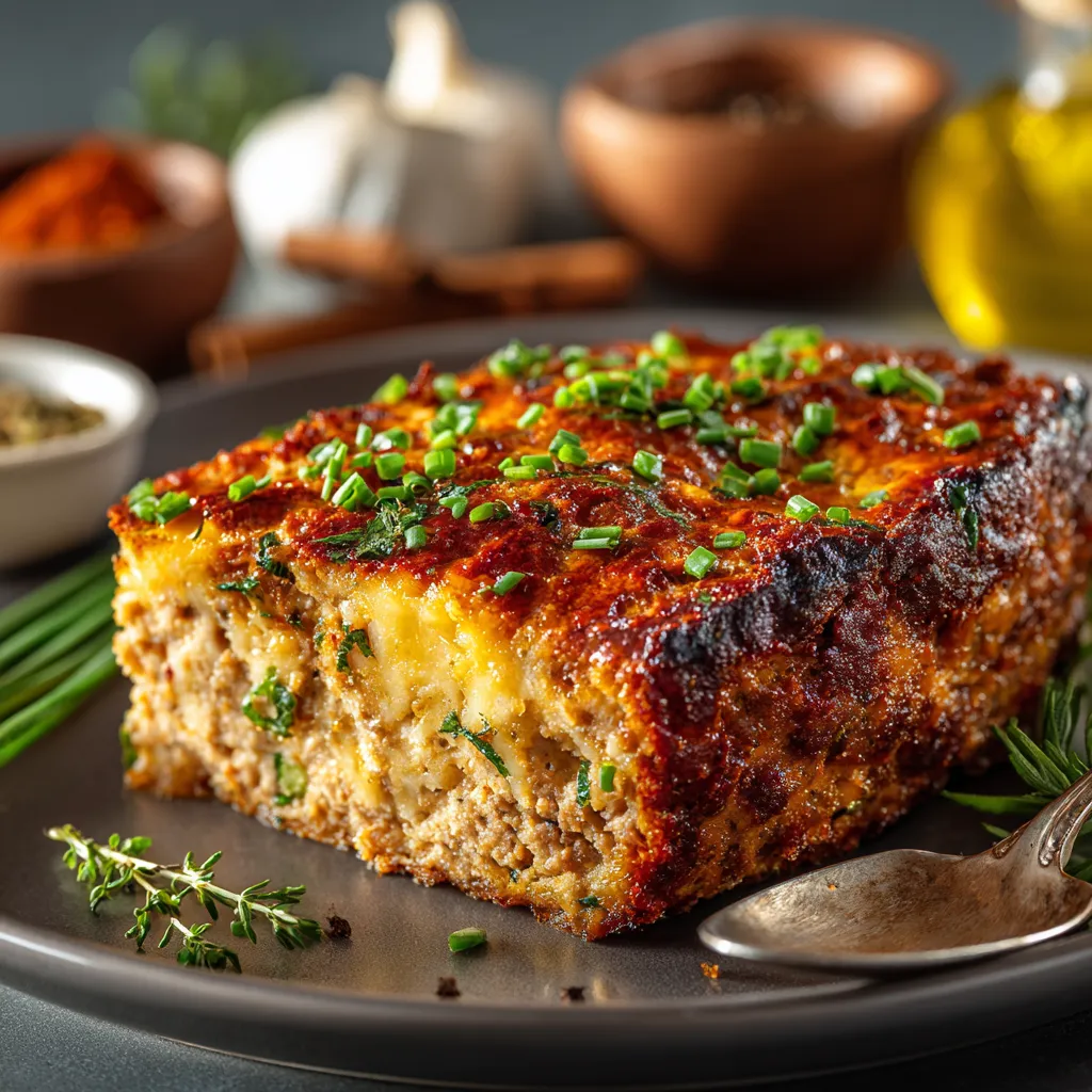 Warm, inviting close-up of slow cooker dressing, highlighting a mix of bread, vegetables, and herbs, with soft shadows.