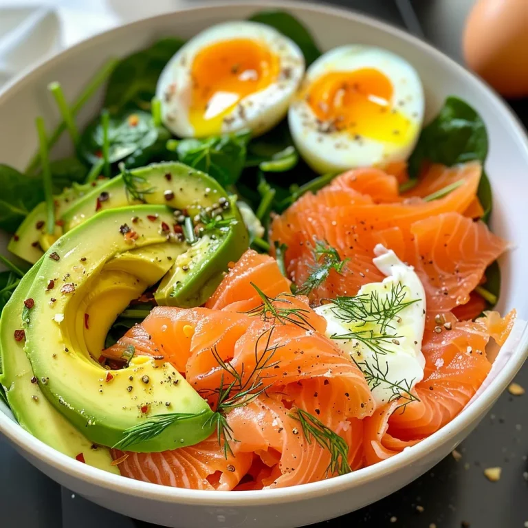 Close-up of a Keto Avocado and Smoked Salmon Breakfast Bowl with vibrant colors and textures.