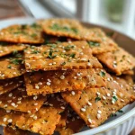 Close-up view of crispy red lentil crackers on a wooden surface.