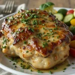 Close-up of Keto Crockpot Chicken with creamy sauce and melted cheese.
