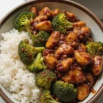 Close-up of Healthy Crockpot Chicken and Broccoli with soft natural lighting.