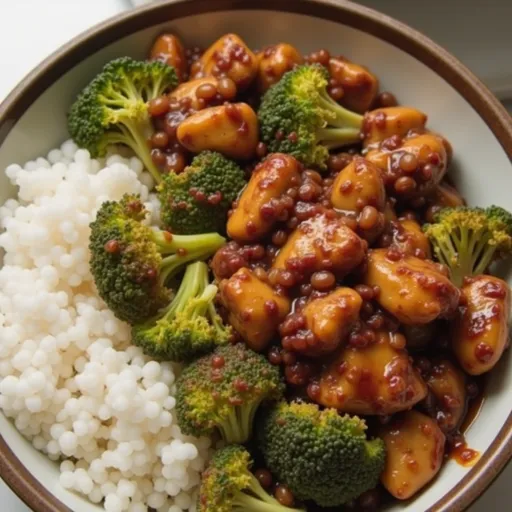 Close-up of Healthy Crockpot Chicken and Broccoli with soft natural lighting.