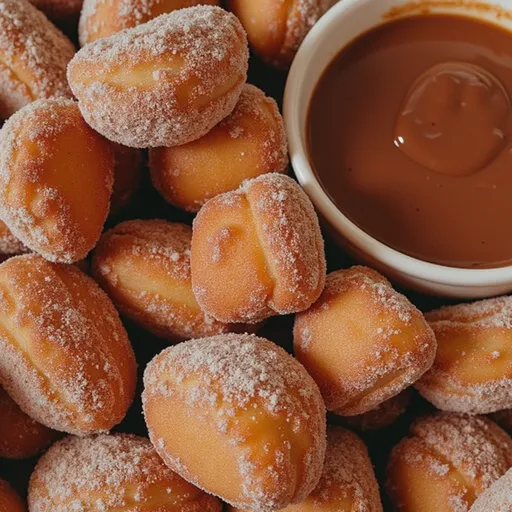 Close-up of Healthy Air Fryer Churro Bites with a golden-brown exterior and cinnamon sugar coating.