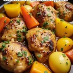 Close-up of a flavorful Instant Pot chicken and vegetables dish with bright colors.