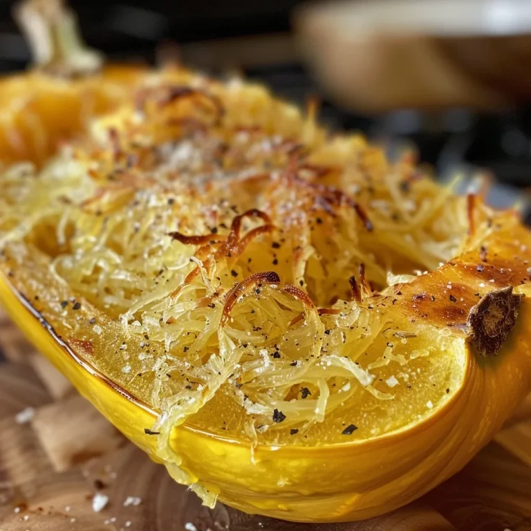Close-up shot of a juicy spaghetti squash in an oven.