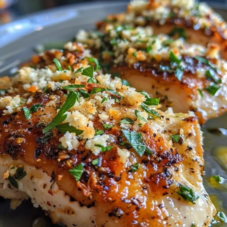 Juicy Keto Garlic Parmesan Chicken garnished with fresh parsley.