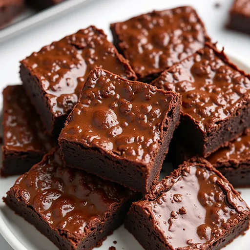 A slice of flourless Greek yogurt brownies on a plate, highlighting its fudgy interior and sprinkled chocolate chips.