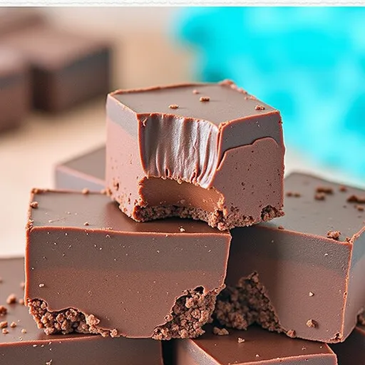 Delicious Easy Healthy Fudge displayed on a rustic surface, showcasing its rich chocolate color.