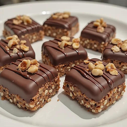 Delicious no-bake chocolate banana oat clusters arranged on a plate, lit by soft natural light.
