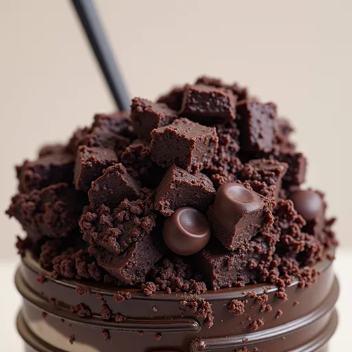 A stack of crispy cornflake bars made with peanut butter and chocolate, illuminated by soft light.