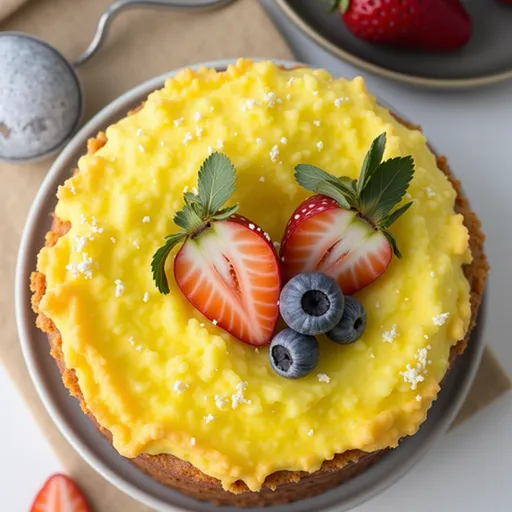 Delicious Greek Yogurt Cake featuring a light texture, illuminated by natural side lighting.