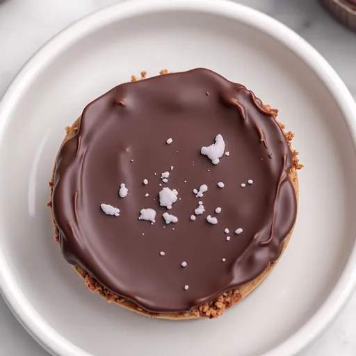 A hand-crafted no bake peanut butter oat cup displayed on a rustic surface, illuminated by warm light.