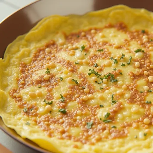 Delicious Vegan Chickpea Omelette, showcasing its fluffy texture and colorful filling.