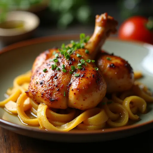Beautifully plated Pin on Chicken, showcasing its tender texture and rich sauce, with a soft blurred background.