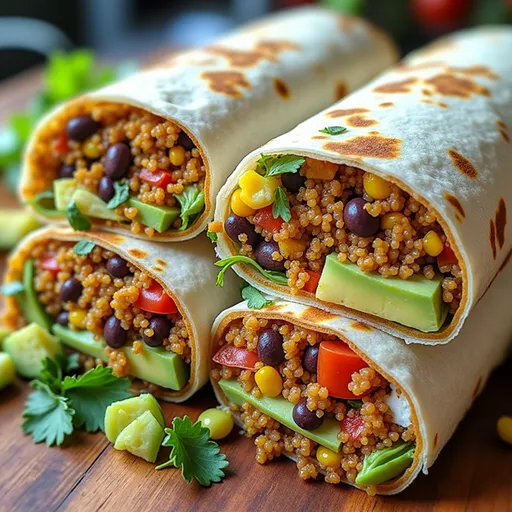 Delicious Vegan Burrito Wrap displayed on a rustic surface, showcasing fresh ingredients.