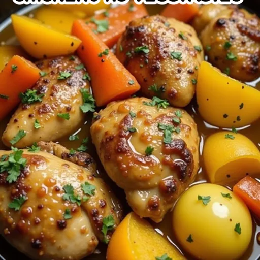 Plated Instant Pot Homestyle Chicken & Veggies featuring tender chicken and colorful mixed vegetables.