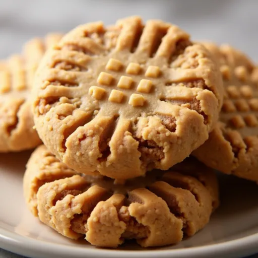 Eye-level image of healthy peanut butter cookies, highlighting their soft and inviting appearance.