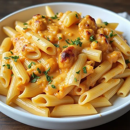 Delicious bowl of Buffalo Chicken Pasta featuring colorful ingredients like celery and green onions.