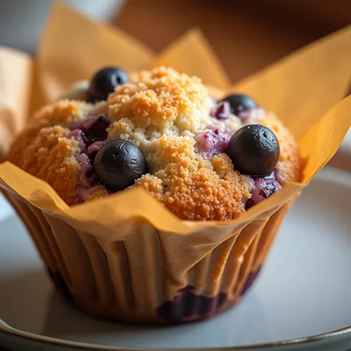 Eye-level shot of warm, homemade Air Fryer Muffins, showcasing their texture and light, airy appearance in natural light.