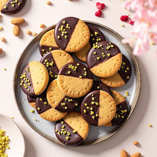 A plate of Almond Flour Shortbread Cookies with a soft focus background.