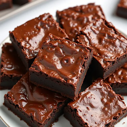 An inviting view of flourless Greek yogurt brownies, emphasizing soft shadows and the depth of rich cocoa color.