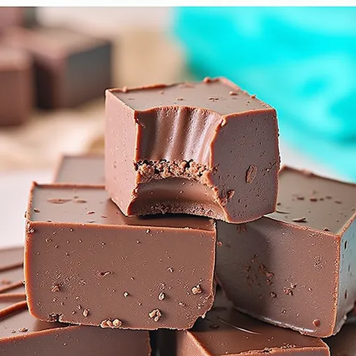 An inviting piece of Easy Healthy Fudge highlighted by natural lighting and soft shadows.