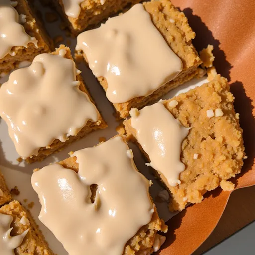 Freshly baked healthy apple snack cake, highlighting its texture, served on a rustic wooden table.
