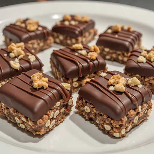 A detailed view of healthy chocolate banana oat clusters, highlighting their glossy chocolate coating.