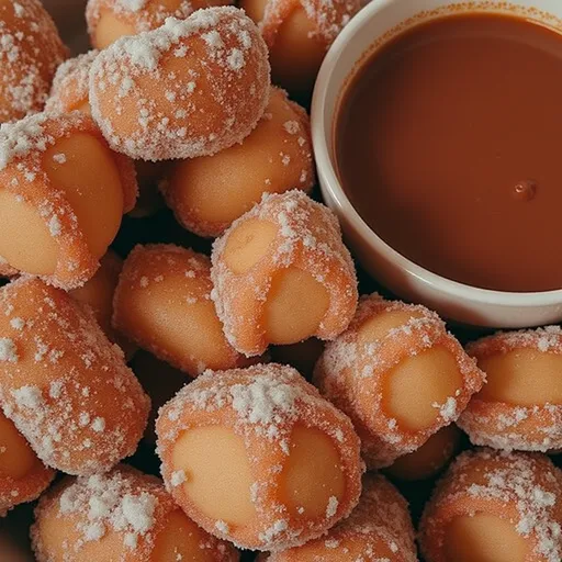 Eye-level shot of Healthy Air Fryer Churro Bites, highlighting their warm, inviting appearance and soft shadows.