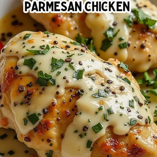 Delicious Garlic Parm Instant Pot Chicken featuring a rich, creamy sauce and a blurred cozy background.