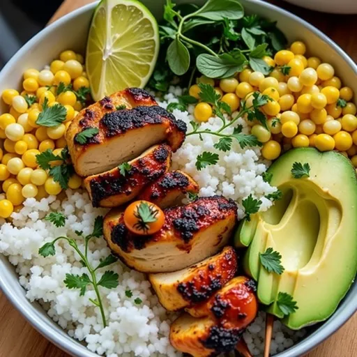 Juicy grilled chicken and vegetable skewers, showcasing vibrant colors and textures.