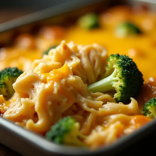 Tasty low carb chicken casserole with creamy texture and garnished with green onions.