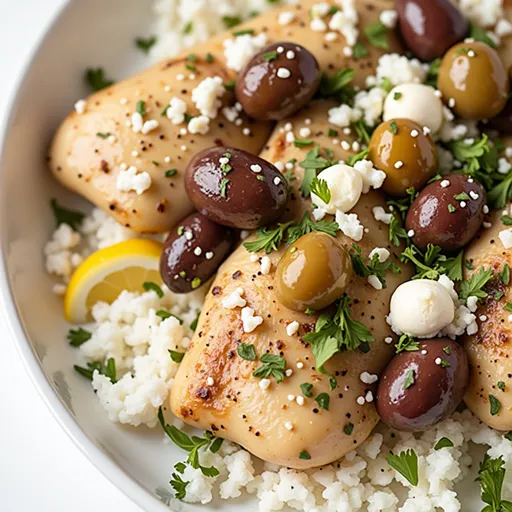 Tantalizing Instant Pot Greek Chicken garnished with parsley and served alongside roasted baby potatoes.
