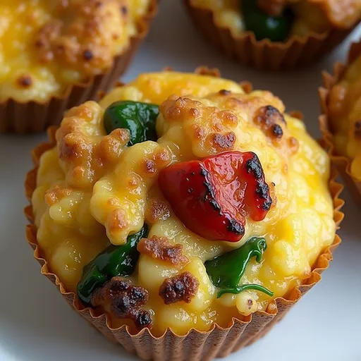 Appetizing egg muffins highlighted by soft shadows and a blurred background, showcasing fresh ingredients.