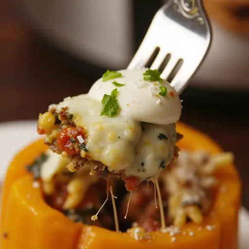 Detailed view of a colorful pasta dish garnished with basil leaves and mozzarella balls.