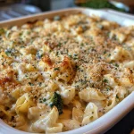 A close-up view of Creamy Keto Chicken Alfredo Casserole, showcasing juicy chicken and melted cheese.